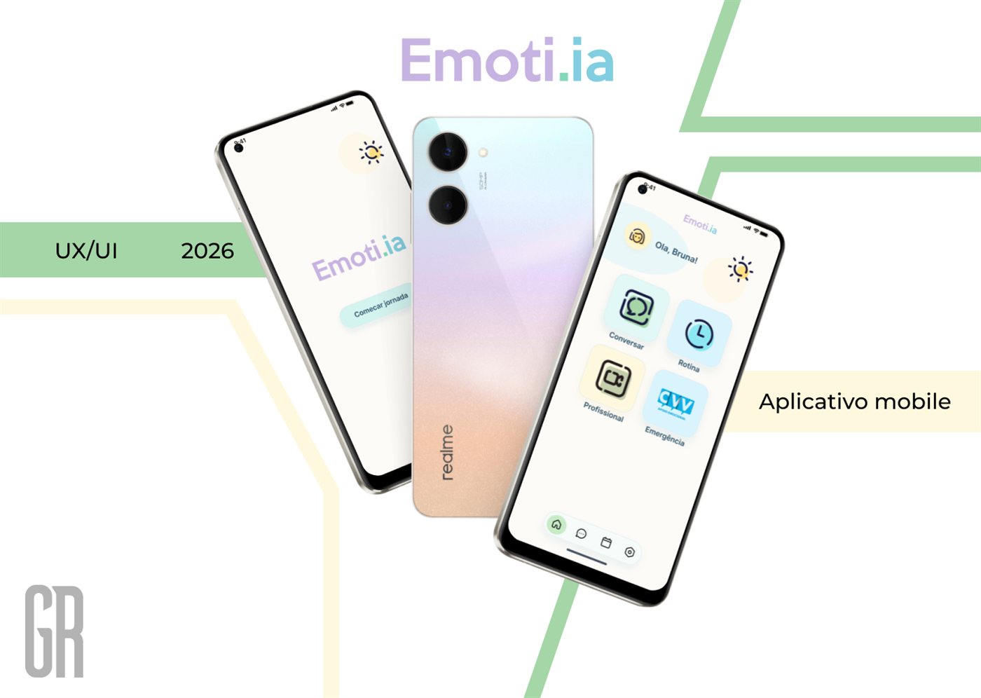 Telas do aplicativo conceitual Emoti.ia